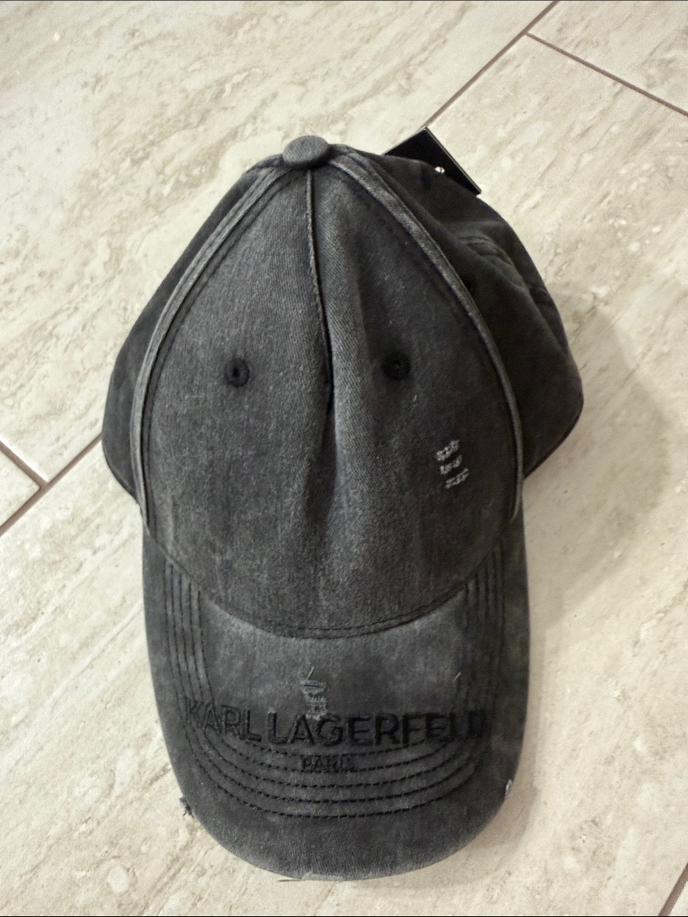 Karl Lagerfeld Distressed Charcoal Baseball Cap..Men’s ..o/s…NWT